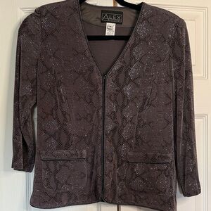 Alex Evening Charcoal Gray Snakeskin print jacket Size M